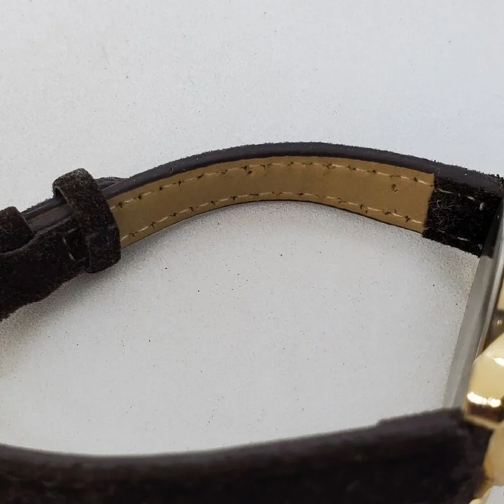 Pavana 32MM Watch Women‎ White Dial Black Suede Leather Bands New Battery